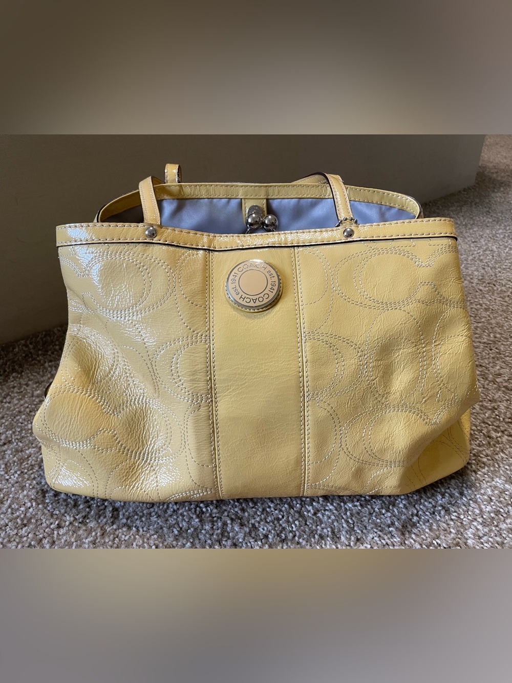 Coach Yellow Leather Signature Tote